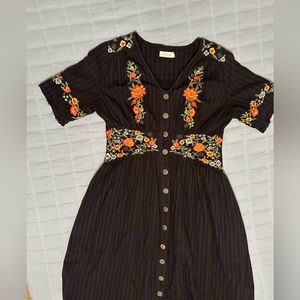 Floral Embroidered Midi Dress